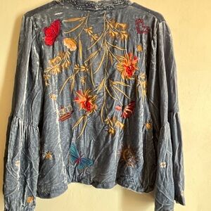 Johnny Was Aria Velvet Embroidered Bolero